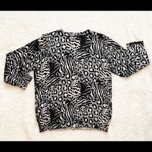 WD NY Zebra Button Down Cardigan Size Lg